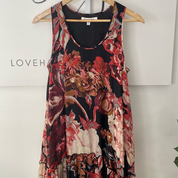 * Elizabeth & James Silk Floral Maxi Dress Size Medium Runway Designer Romantic - Picture 5 of 14